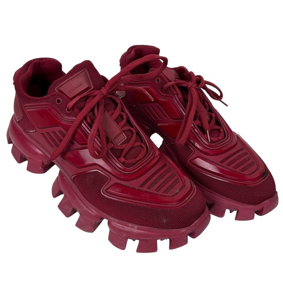 Prada Cloudburst Thunder Red Neoprene Rubber Lugged Sneakers - Picture 2 of 11